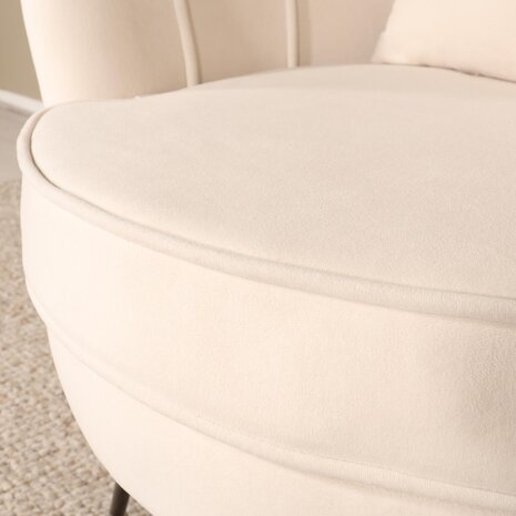 Lizzely Garden & Living Fauteuil zitbank 1 persoons belle velvet crème