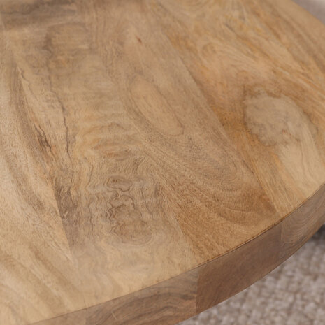 Lizzely Garden & Living Salontafel rond mangohout 90cm Jesse lichtbruin