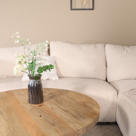 Lizzely Garden & Living Salontafel rond mangohout 90cm Jesse lichtbruin