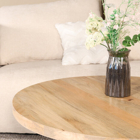 Lizzely Garden & Living Salontafel rond mangohout 90cm Jesse lichtbruin
