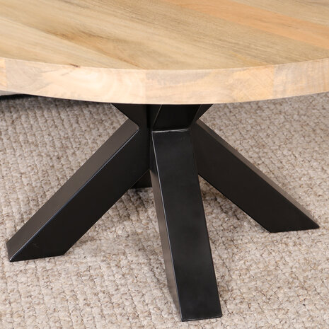 Lizzely Garden & Living Salontafel rond mangohout 90cm Jesse lichtbruin