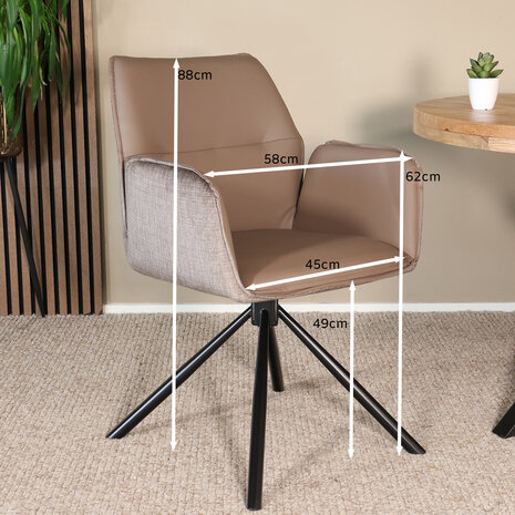 Lizzely Garden & Living Eetkamerstoel draaibaar bruin chenille Emily