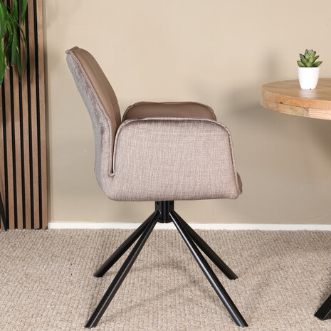 Lizzely Garden & Living Eetkamerstoel draaibaar bruin chenille Emily