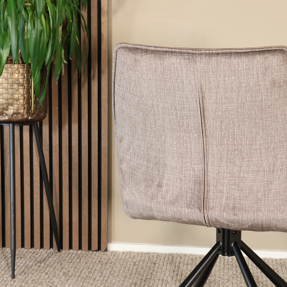 Eetkamerstoel draaibaar bruin chenille Emily