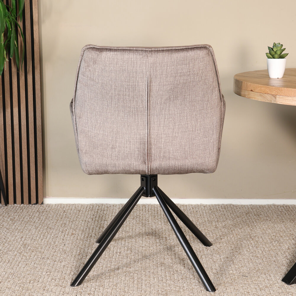 Eetkamerstoel draaibaar bruin chenille Emily