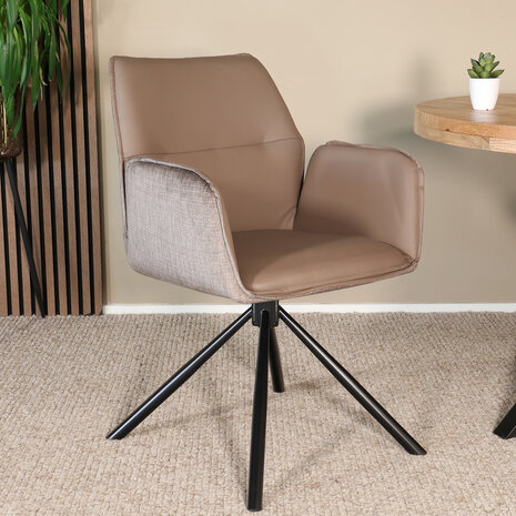 Lizzely Garden & Living Eetkamerstoel draaibaar bruin chenille Emily