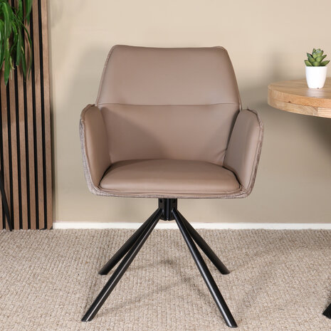 Lizzely Garden & Living Eetkamerstoel draaibaar bruin chenille Emily