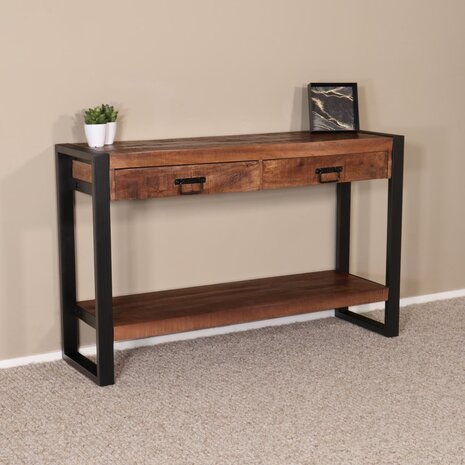 Lizzely Garden & Living Bijzettafel 120cm mangohout Vera bruin