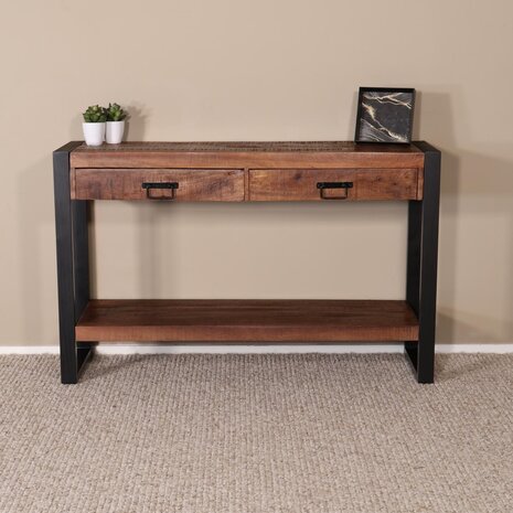 Lizzely Garden & Living Bijzettafel 120cm mangohout Vera bruin