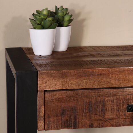 Lizzely Garden & Living Bijzettafel 120cm mangohout Vera bruin