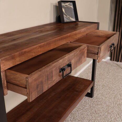 Lizzely Garden & Living Bijzettafel 120cm mangohout Vera bruin