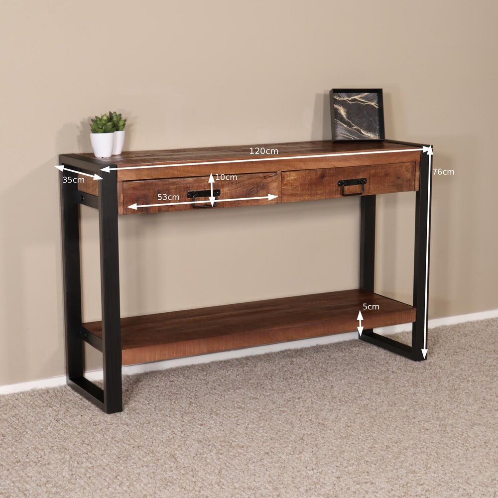 Bijzettafel 120cm mangohout Vera bruin