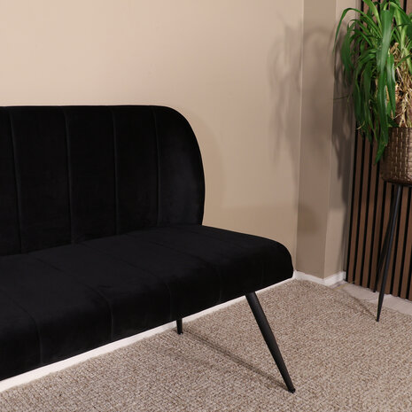 Lizzely Garden & Living Eetkamerbank 160cm Sally velvet zwart bank