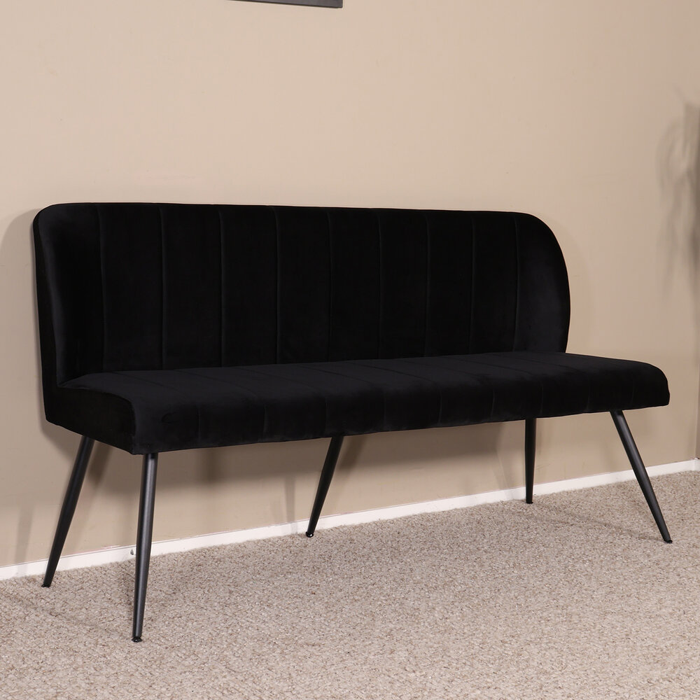 Eetkamerbank 160cm Sally velvet zwart bank
