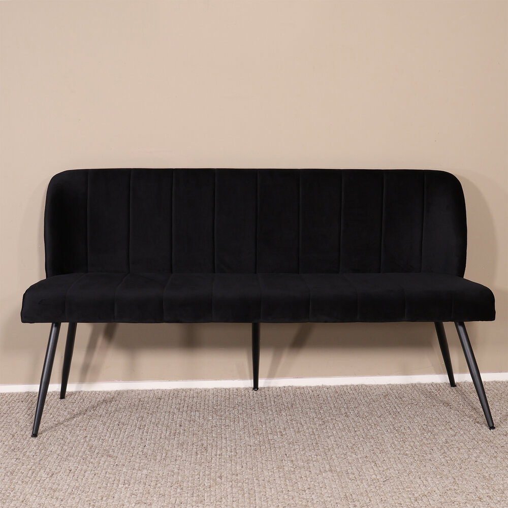 Eetkamerbank 160cm Sally velvet zwart bank