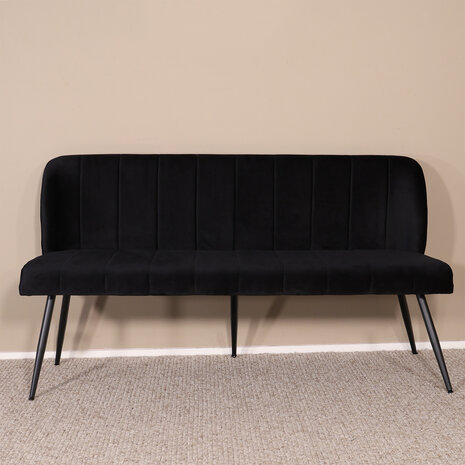 Lizzely Garden & Living Eetkamerbank 160cm Sally velvet zwart bank
