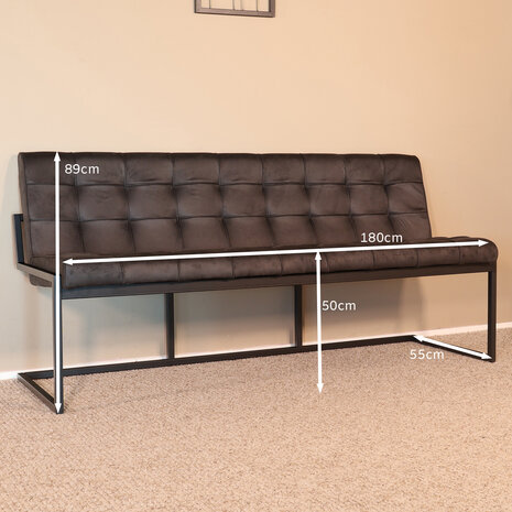 Lizzely Garden & Living Eetkamerbank Vito 180cm zwart microvezel eetbank Lizzely Garden & Living Eetkamerbank Vito 180cm zwart microvezel eetbank