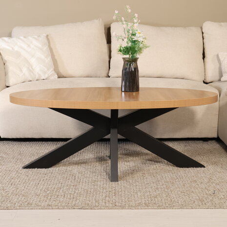 Lizzely Garden & Living Salontafel ovaal melamine lichtbruin Denzel 120cm