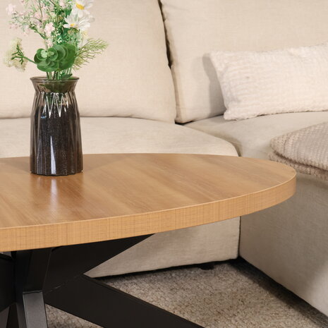 Lizzely Garden & Living Salontafel ovaal melamine lichtbruin Denzel 120cm