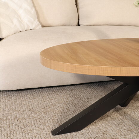 Lizzely Garden & Living Salontafel ovaal melamine lichtbruin Denzel 120cm