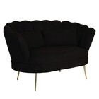 Zitbank Belle 2 zits teddy zwart bankstel 140cm stof incl. 2 kussens bank