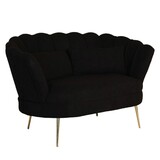 Lizzely Garden & Living Zitbank Belle 2 zits teddy zwart bankstel 140cm stof incl. 2 kussens bank