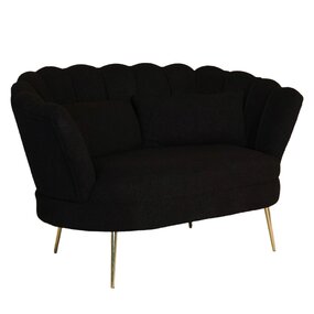 Lizzely Garden & Living Zitbank Belle 2 zits teddy zwart bankstel 140cm stof incl. 2 kussens bank