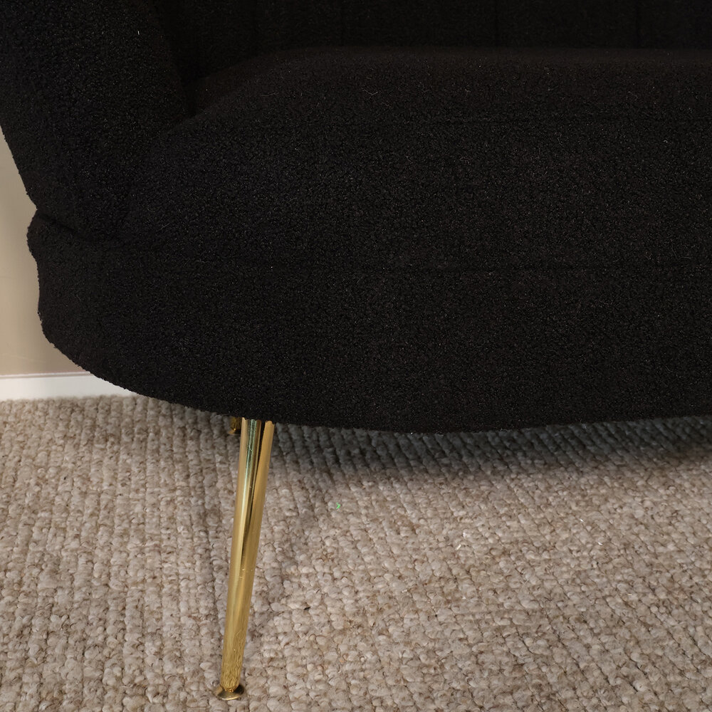 Zitbank Belle 2 zits teddy zwart bankstel 140cm stof incl. 2 kussens bank