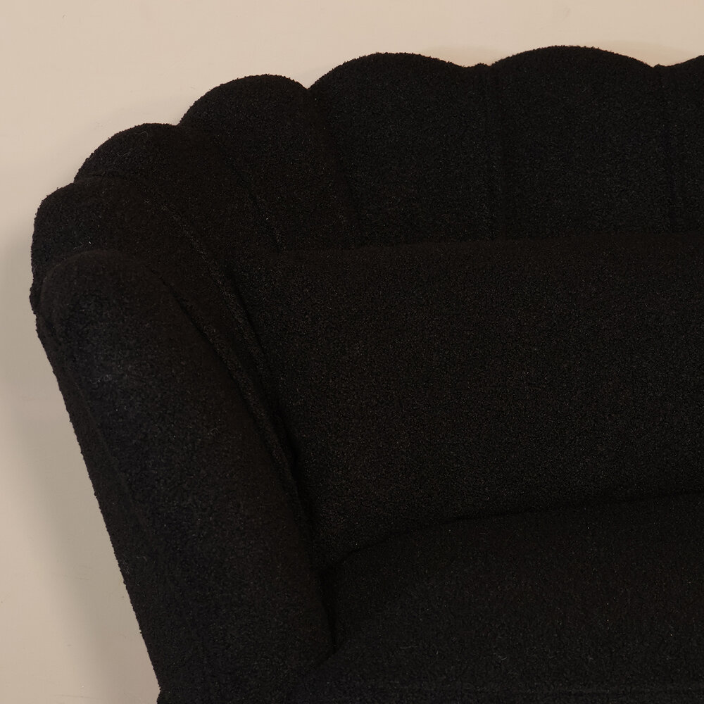 Zitbank Belle 2 zits teddy zwart bankstel 140cm stof incl. 2 kussens bank