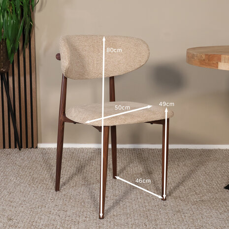 Lizzely Garden & Living Eetkamerstoel Reika walnoot bruin japandi stijl eetstoel