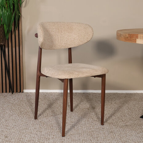 Lizzely Garden & Living Eetkamerstoel Reika walnoot bruin japandi stijl eetstoel