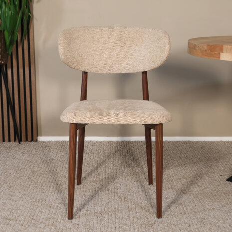 Lizzely Garden & Living Eetkamerstoel Reika walnoot bruin japandi stijl eetstoel