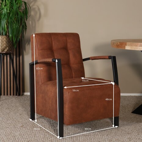 Lizzely Garden & Living Fauteuil Noud cognac microvezel