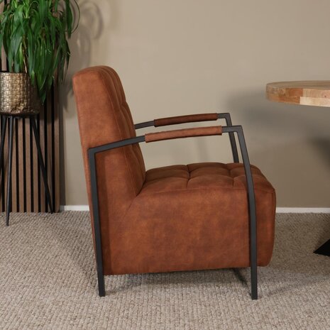 Lizzely Garden & Living Fauteuil Noud cognac microvezel