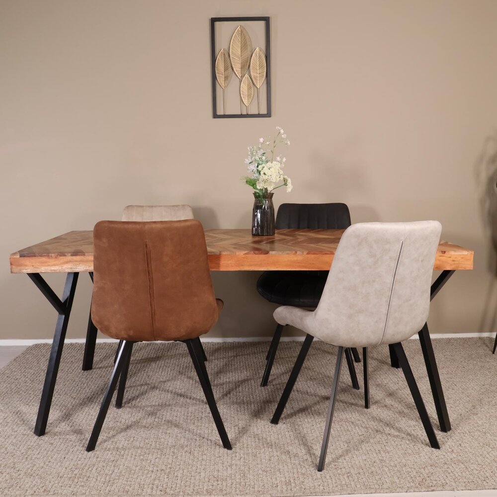 Eettafel visgraat Danae 180x100cm acaciahout tafel rechthoekig