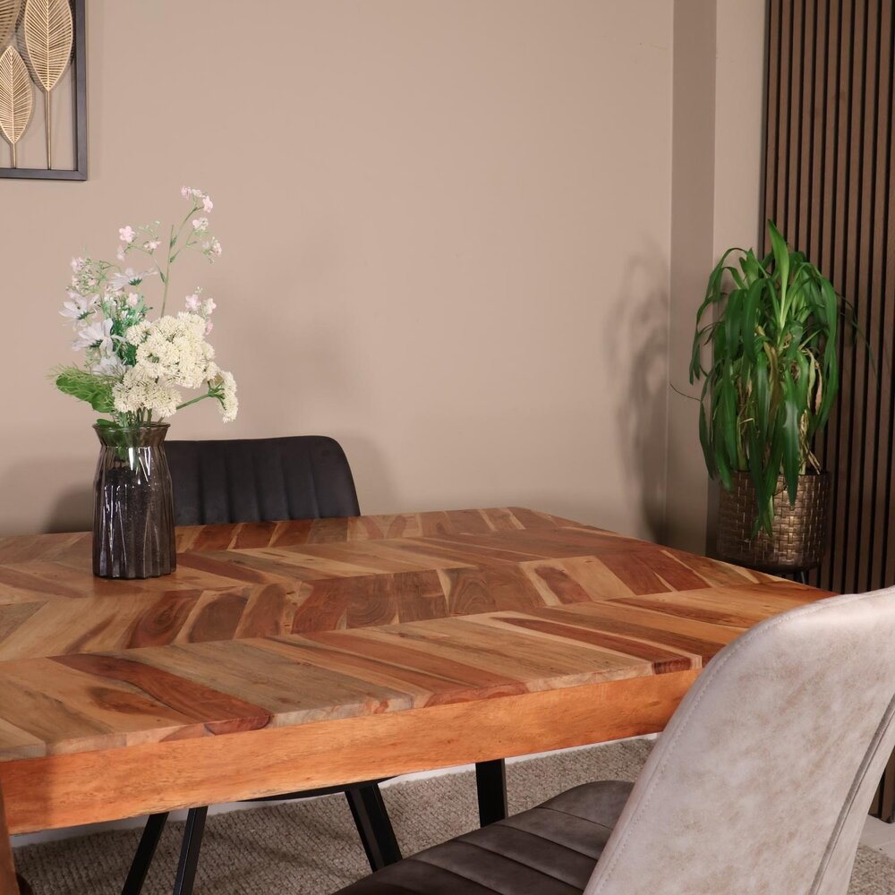 Eettafel visgraat Danae 180x100cm acaciahout tafel rechthoekig