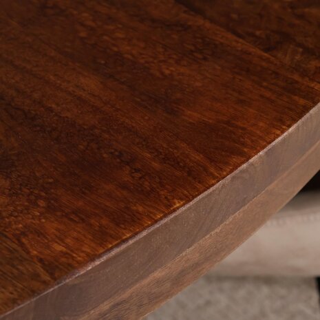 Lizzely Garden & Living Eettafel rond mangohout 150cm Jones bruin ronde industriële tafel duurzaam mango eetkamertafel