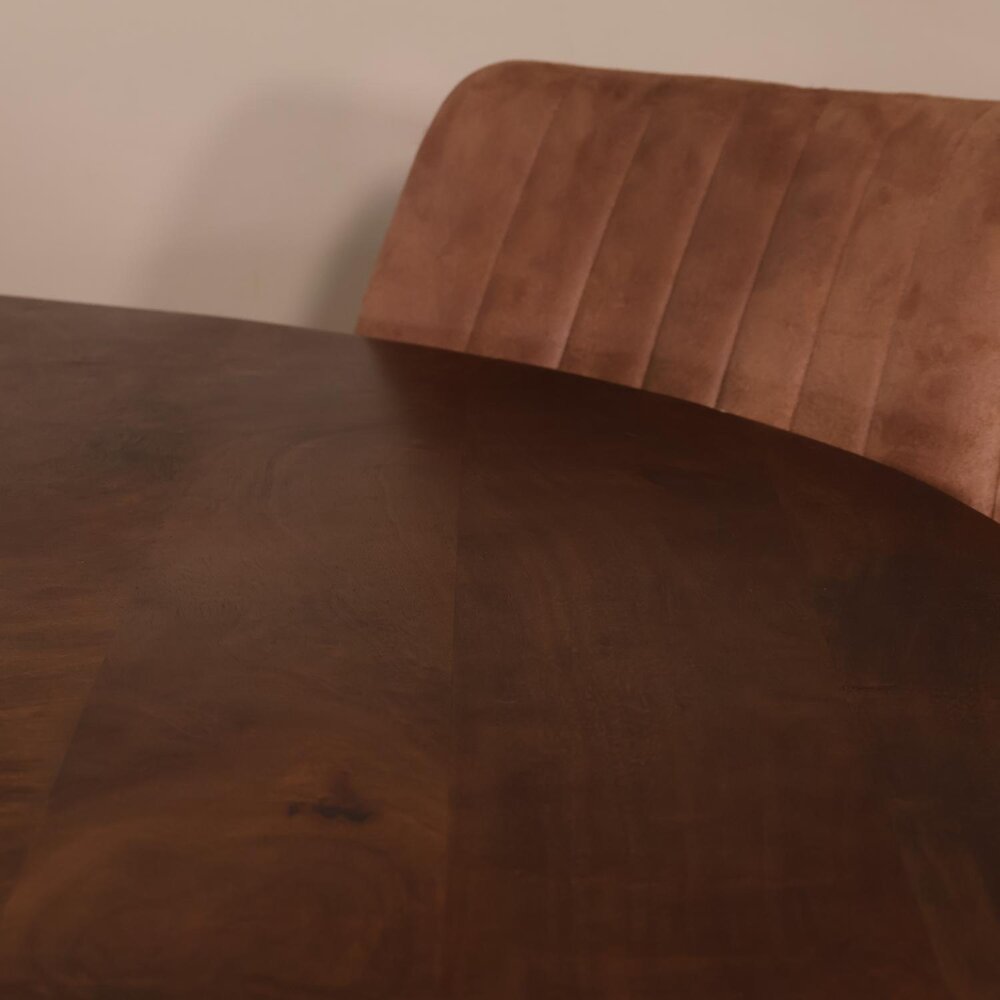 Eettafel rond mangohout 150cm Jones bruin ronde industriële tafel duurzaam mango eetkamertafel