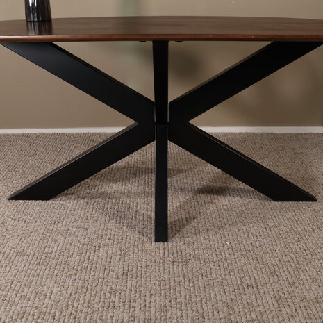 Lizzely Garden & Living Eettafel deens ovaal mangohout 160cm Austin walnoot bruin ovale tafel duurzaam mango eetkamertafel