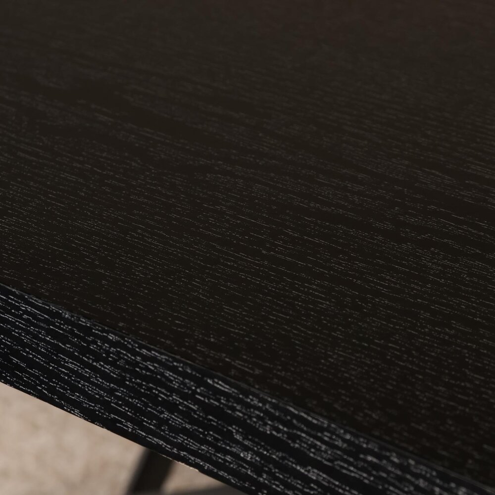 Uitschuifbare eettafel ovaal 160-220cm Liam zwart MDF eetkamer tafel