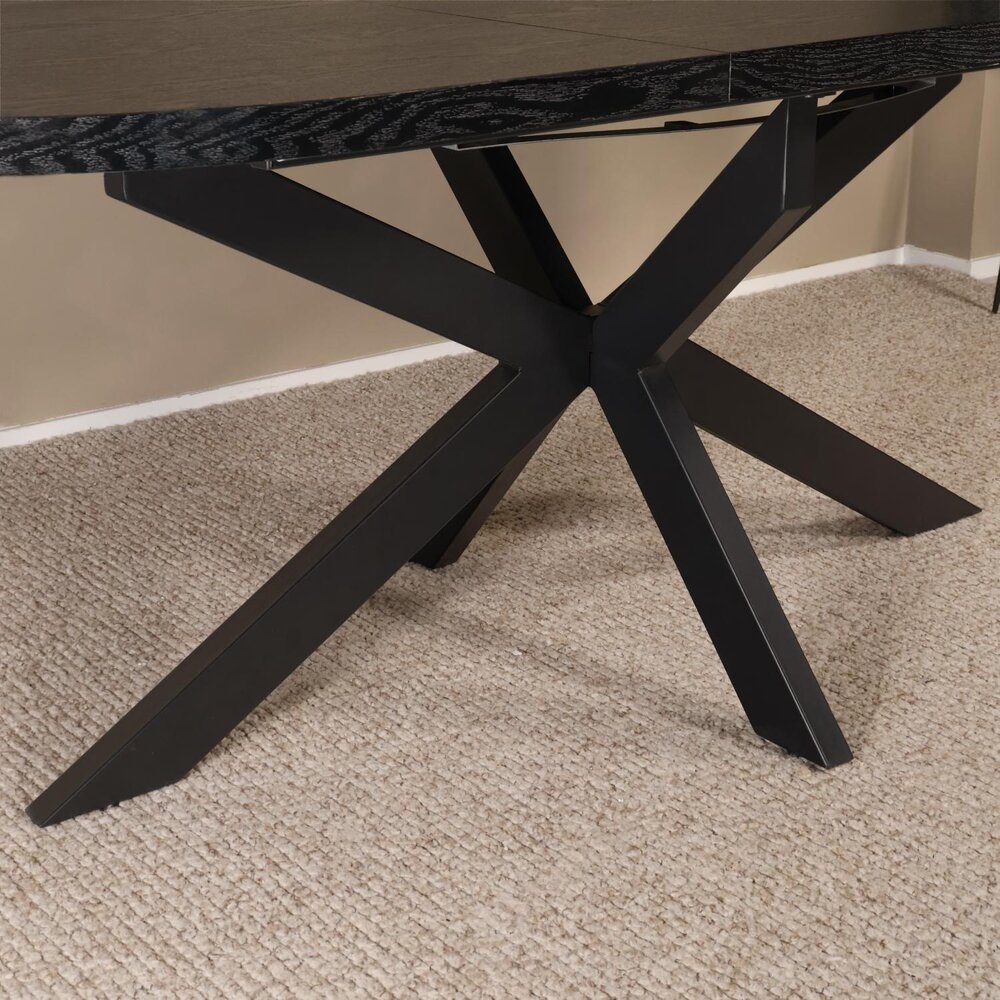 Uitschuifbare eettafel ovaal 160-220cm Liam zwart MDF eetkamer tafel