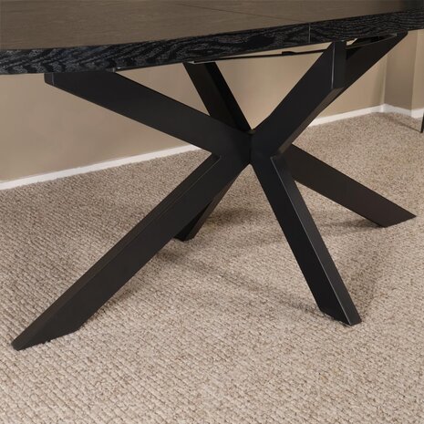 Lizzely Garden & Living Uitschuifbare eettafel ovaal 160-220cm Liam zwart MDF eetkamer tafel