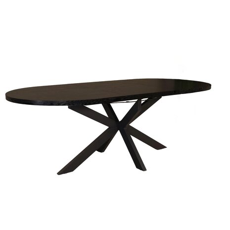 Lizzely Garden & Living Uitschuifbare eettafel ovaal 180-240cm Liam zwart MDF eetkamer tafel