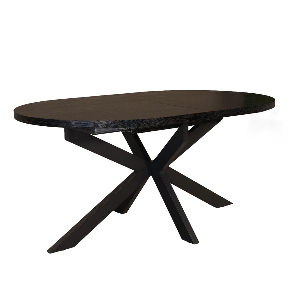 Uitschuifbare eettafel ovaal 180-240cm Liam zwart MDF eetkamer tafel