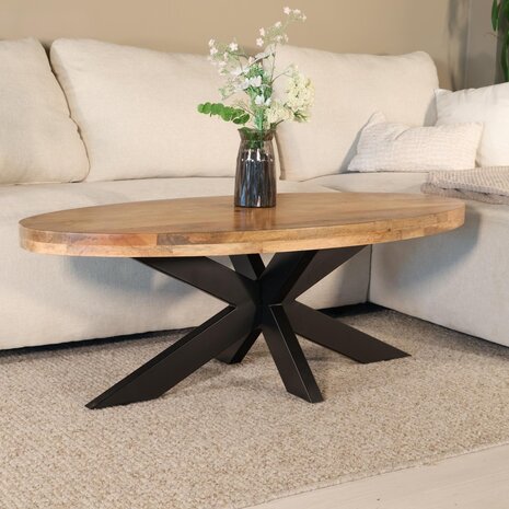 Lizzely Garden & Living Salontafel ovaal lichtbruin mangohout 140cm Jimmy
