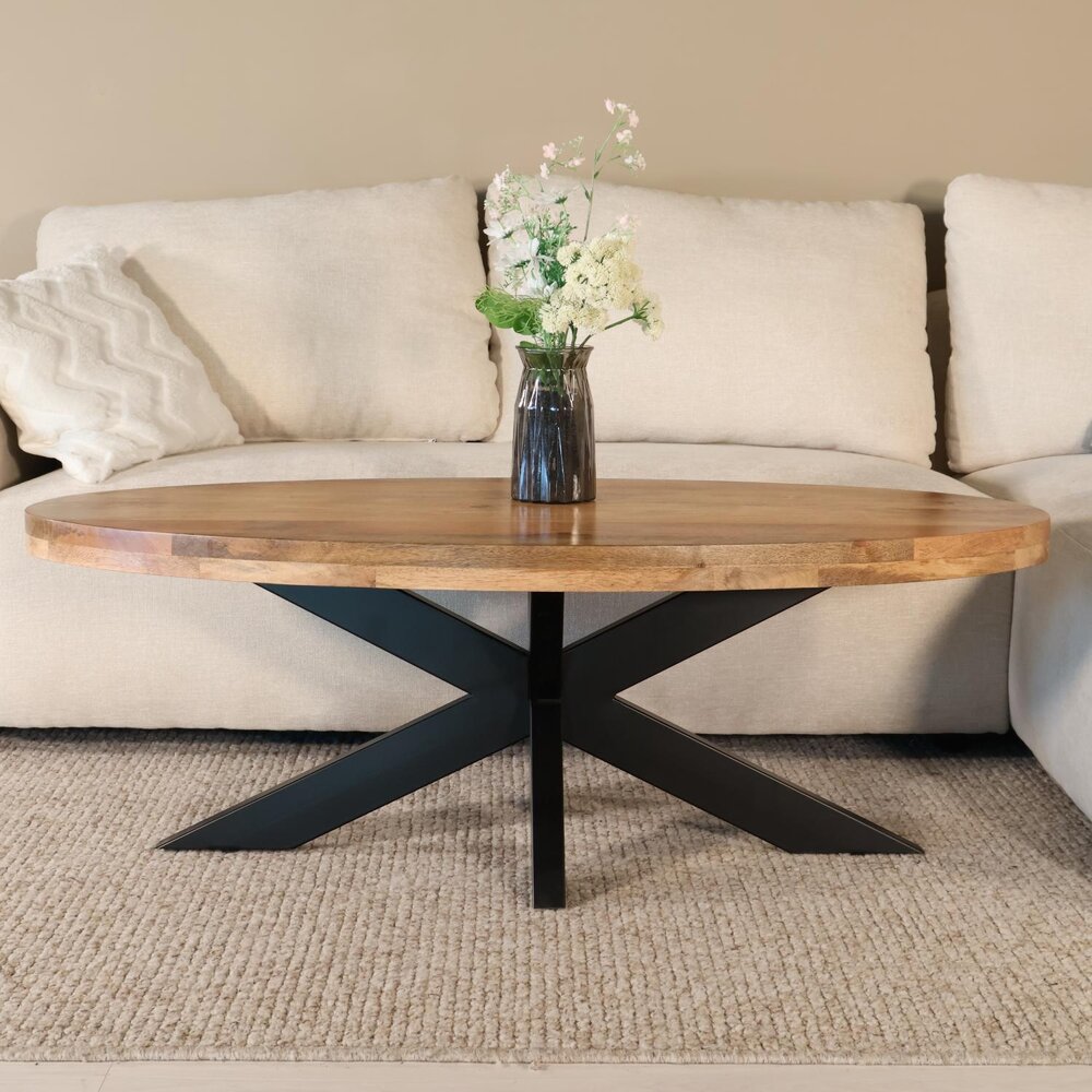 Salontafel ovaal lichtbruin mangohout 140cm Jimmy