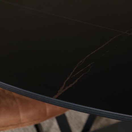 Lizzely Garden & Living Eettafel rond 120cm Jenna marmerlook zwart ronde tafel