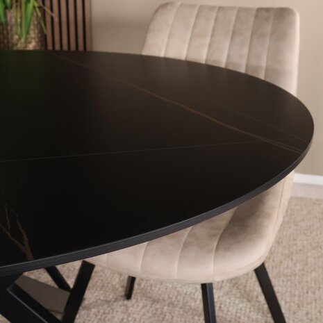 Lizzely Garden & Living Eettafel rond 120cm Jenna marmerlook zwart ronde tafel