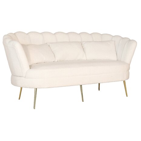 Lizzely Garden & Living Zitbank Belle 3 zits teddy wit bankstel 180cm stof bankstel incl. 3 kussens bank