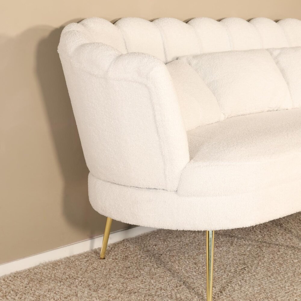 Zitbank Belle 3 zits teddy wit bankstel 180cm stof bankstel incl. 3 kussens bank